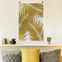 Klebefieber Poster Blick durch goldene Palmenblätter
