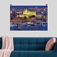 Klebefieber Poster Palma de Mallorca City Skyline und Hafen