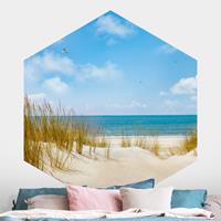 Klebefieber Hexagon Fototapete selbstklebend Strand an der Nordsee