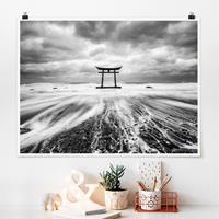 Klebefieber Poster Japanisches Torii im Meer