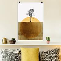 Klebefieber Poster Goldene Sonne mit Baum