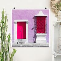 Klebefieber Poster Rosa Fassade Pinke Tür