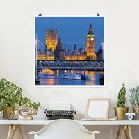 Klebefieber Poster Big Ben und Westminster Palace in London bei Nacht