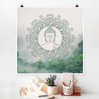 Klebefieber Poster Buddha Mandala im Nebel