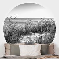 Klebefieber Runde Fototapete selbstklebend Stranddüne am Meer schwarz-weiß