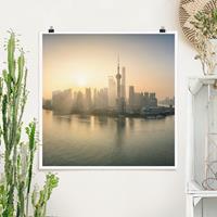 Klebefieber Poster Pudong bei Sonnenaufgang