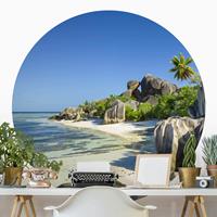 Klebefieber Runde Fototapete selbstklebend Traumstrand Seychellen