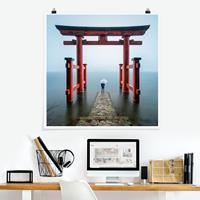 Klebefieber Poster Rotes Torii am Ashi-See