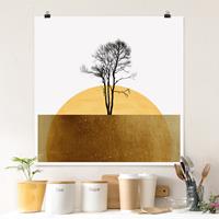 Klebefieber Poster Goldene Sonne mit Baum
