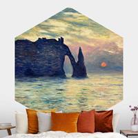 Klebefieber Hexagon Fototapete selbstklebend Claude Monet - Felsen Sonnenuntergang