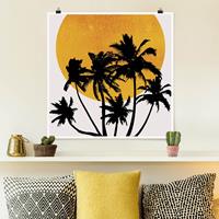 Klebefieber Poster Palmen vor goldener Sonne