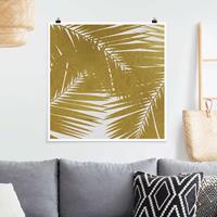 Klebefieber Poster Blick durch goldene Palmenblätter