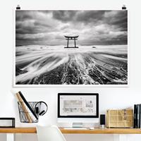 Klebefieber Poster Japanisches Torii im Meer