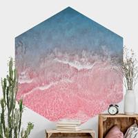 Klebefieber Hexagon Fototapete selbstklebend Ozean in Pink
