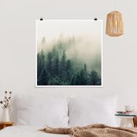 Klebefieber Poster Wald im Nebel Erwachen