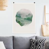 Klebefieber Poster Wasserfarben - Dschungel im Nebel