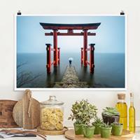 Klebefieber Poster Rotes Torii am Ashi-See