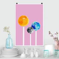 Klebefieber Poster Kunstdruck Lollipops mit Planeten