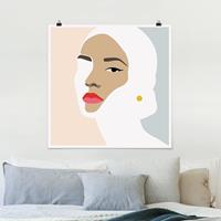 Klebefieber Poster Line Art Portrait Frau Pastell Grau