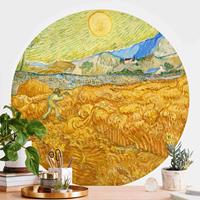 Bilderwelten Runde Fototapete selbstklebend Vincent van Gogh - Kornfeld mit Schnitter