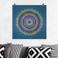 Klebefieber Poster Mandala Blau Gold