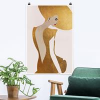 Klebefieber Poster Dame mit Hut in Gold