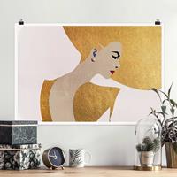 Klebefieber Poster Dame mit Hut in Gold