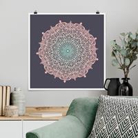 Klebefieber Poster Mandala Ornament in Rose und Blau