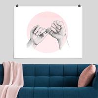 Klebefieber Poster Illustration Hände Freundschaft Kreis Rosa Weiß