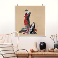 Klebefieber Poster Katsushika Hokusai - Zwei Kurtisanen