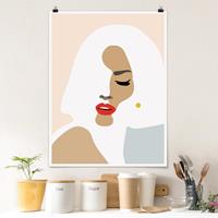 Klebefieber Poster Line Art Portrait Frau Pastell Beige