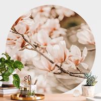 Bilderwelten Runde Fototapete selbstklebend Magnolienzweige im Vintagestil