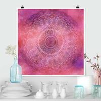 Klebefieber Poster Aquarell Mandala Pink Violett