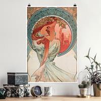 Klebefieber Poster Kunstdruck Alfons Mucha - Vier Künste - Die Poesie