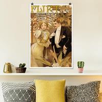 Klebefieber Poster Kunstdruck Alfons Mucha - Werbeplakat für Flirt Biscuits