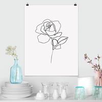 Klebefieber Poster Line Art Rose Schwarz Weiß