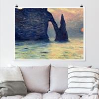 Klebefieber Poster Claude Monet - Felsen Sonnenuntergang