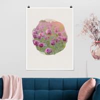 Klebefieber Poster Wasserfarben - Violette Schlafmohn Blumenwiese im Frühling