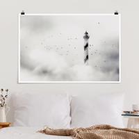 Klebefieber Poster Leuchtturm im Nebel