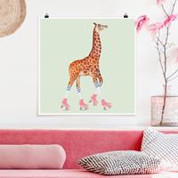 Klebefieber Poster Giraffe mit Rollschuhen