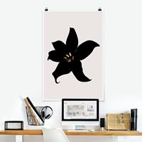 Klebefieber Poster Grafische Pflanzenwelt - Orchidee Schwarz und Gold