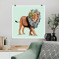 Klebefieber Poster Löwe mit Sukkulenten