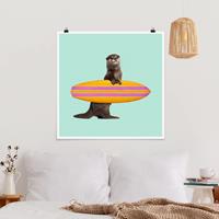 Klebefieber Poster Otter mit Surfbrett