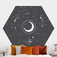 Klebefieber Hexagon Fototapete selbstklebend Mond im Sternenkreis