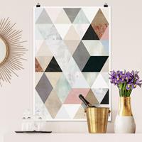 Klebefieber Poster Muster & Texturen Aquarell-Mosaik mit Dreiecken I