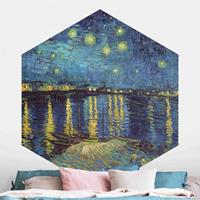 Klebefieber Hexagon Fototapete selbstklebend Vincent van Gogh - Sternennacht über der Rhône