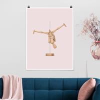 Klebefieber Poster Kunstdruck Poledance mit Holzfigur