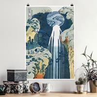 Klebefieber Poster Kunstdruck Katsushika Hokusai - Der Wasserfall von Amida