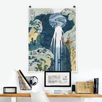 Klebefieber Poster Kunstdruck Katsushika Hokusai - Der Wasserfall von Amida