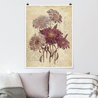 Klebefieber Poster Matt inkl. Posterklammern Vintage Blumen mit Handschrift